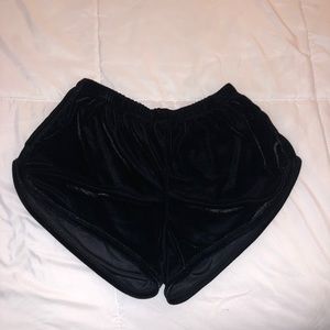 Black velvet shorts